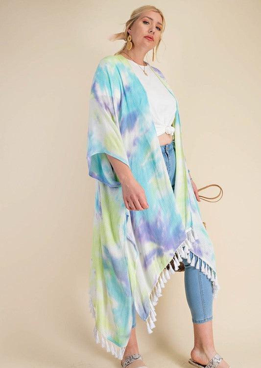 "Poolside" Tie Dye & Tassle Kaftan