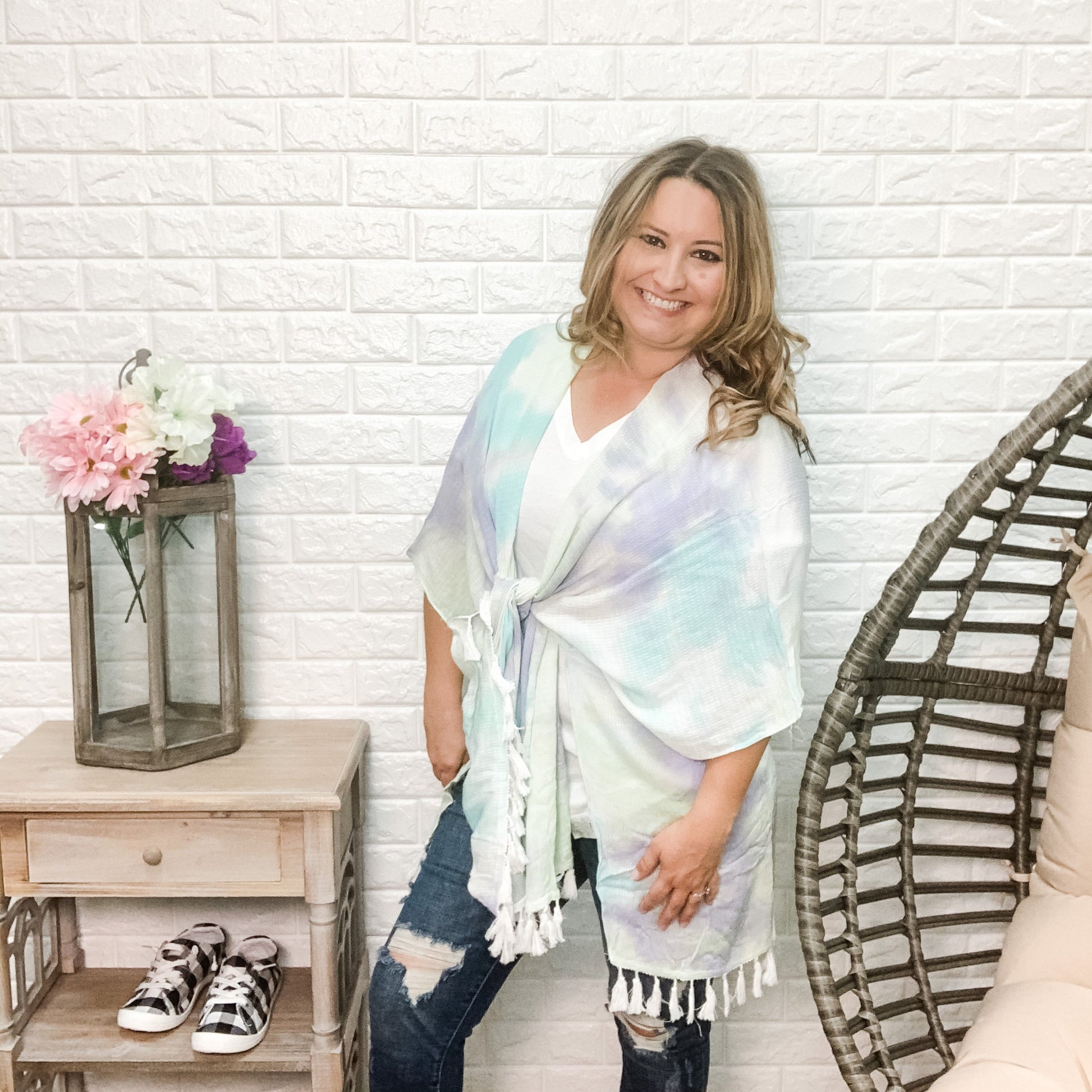 "Poolside" Tie Dye & Tassle Kaftan