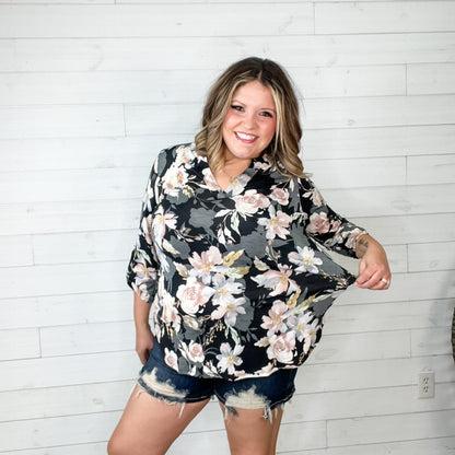 "Powerful" Lizzy 3/4 Sleeve Split Neck