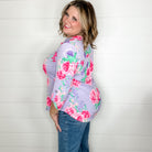 "Prelude" Floral Lizzy 3/4 Sleeve Split Neck Tops-Lola Monroe Boutique