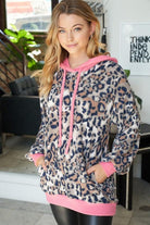 "Pretty Kitty" Waffle Texture Accents Fleece Animal Print Hoodie-Lola Monroe Boutique