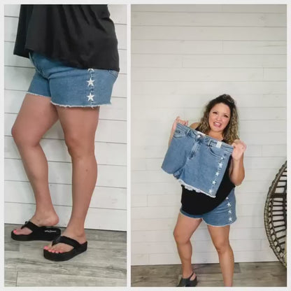 Judy Blue Star Embroidered Shorts