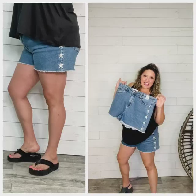 Judy Blue Star Embroidered Shorts