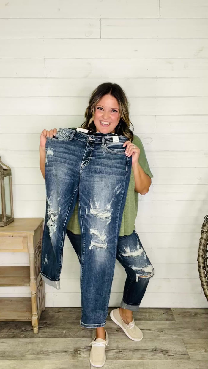 Judy Blue "Welcome to the Party" Boyfriend Jeans