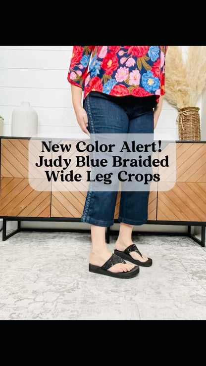 Judy Blue "Back For More" Side Seam Braid Detail Wide Leg Crop