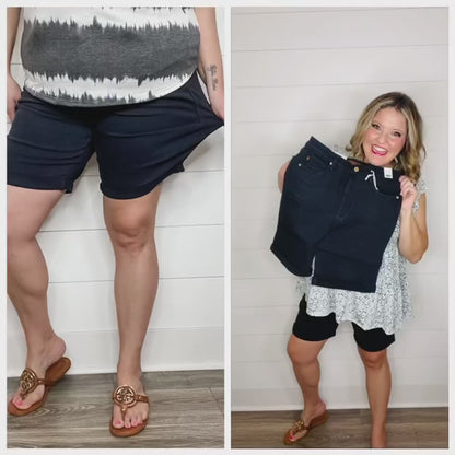 Judy Blue Navy Tummy Control Bermuda Shorts