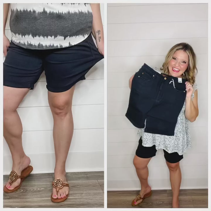 Judy Blue Navy Tummy Control Bermuda Shorts
