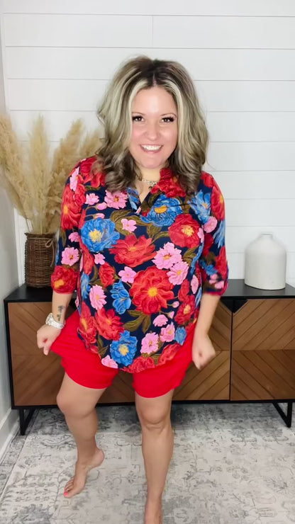 Judy Blue "Red Alert" Tummy Control Red Bermuda Shorts