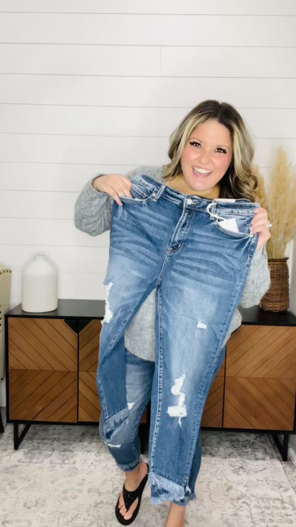 Distressed Cropped Skinny Denim By Zenana