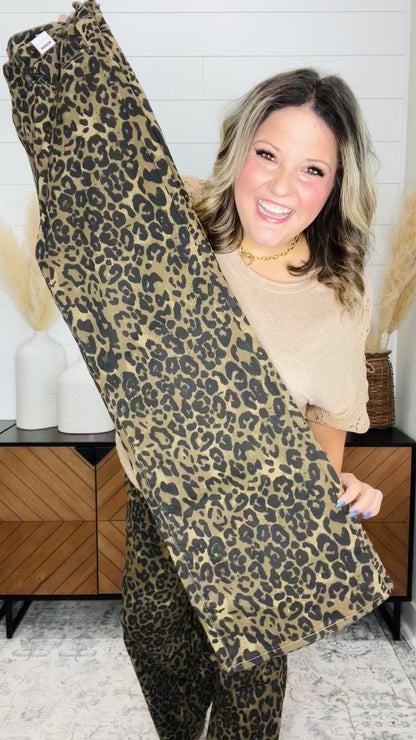 Judy Blue Leopard Wide Leg Jeans