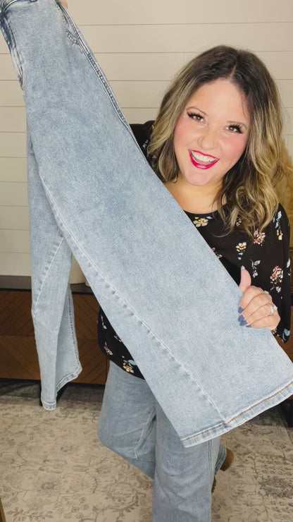 Judy Blue "Sideways" Retro Wide Leg Skewed Inseam