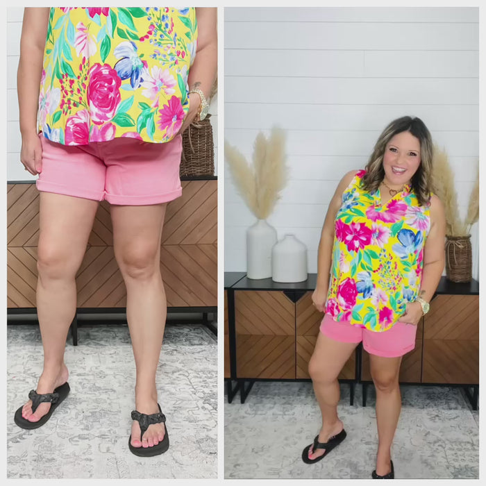 Judy Blue "Pink Lady" Tummy Control Pink Shorts