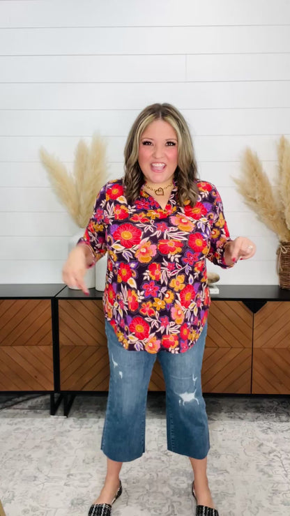 Judy Blue "Catch Up" Raw Hem Wide Leg Crops