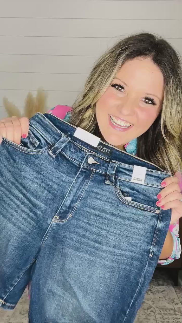 Judy Blue "Samantha" Dark Wash Bermuda Shorts