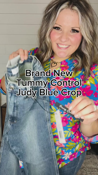 Judy Blue "Sally Mae" Tummy Control Cropped Kick Flare Jeans