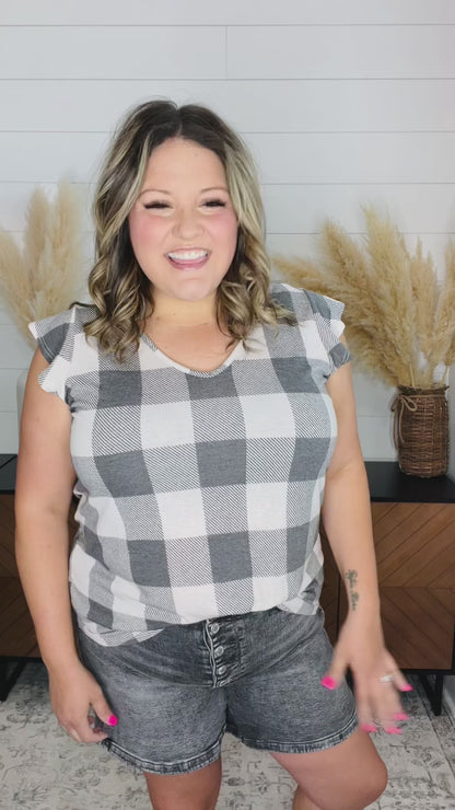 Judy Blue “Did You See That” Grey Buttonfly shorts