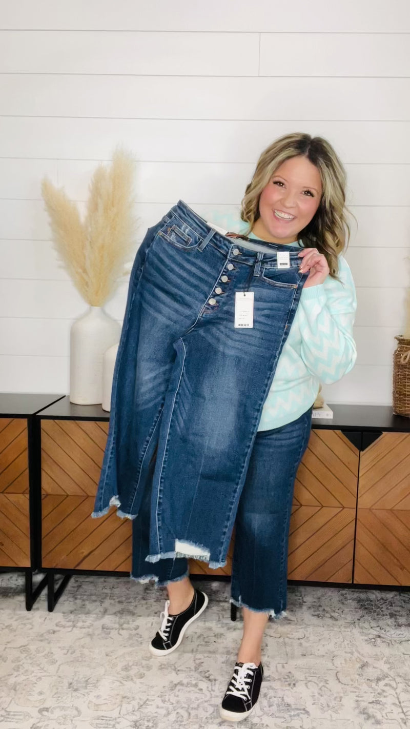 Judy Blue "Waiting For the One" Wide Leg Crop Jean