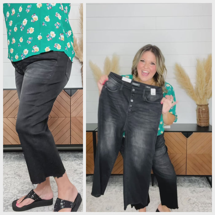Judy Blue "Perfect Storm" Black Wide Leg Crop Jean