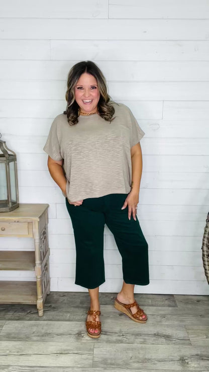 Judy Blue "The Real Teal" Tummy Control Wide Leg Crops
