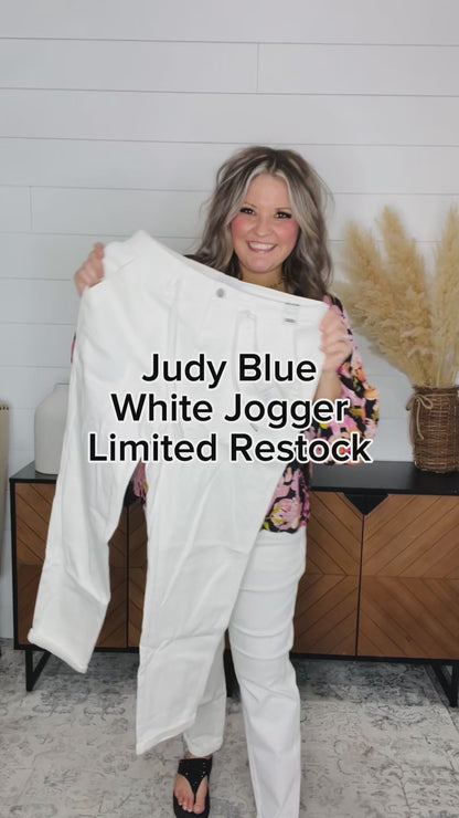 Judy Blue "Creme De La Creme" White Jogger
