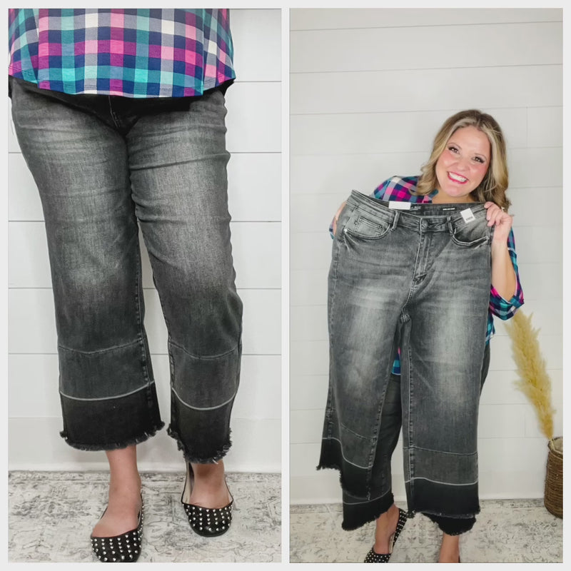 Judy Blue Charcoal Dreams Crop Wide Leg Jeans