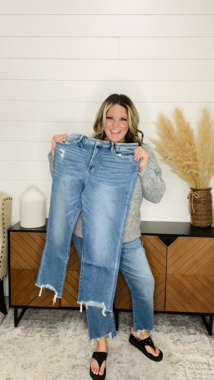 Judy Blue Stevie Front Seam Detail Wide Leg Crop