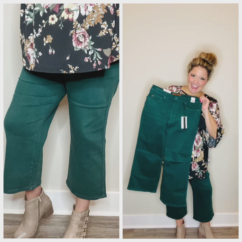 Judy Blue "The Real Teal" Wide Leg Crops