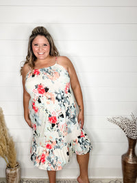 "Priority" Floral Halter Dress-Lola Monroe Boutique