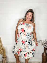 "Priority" Floral Halter Dress-Lola Monroe Boutique