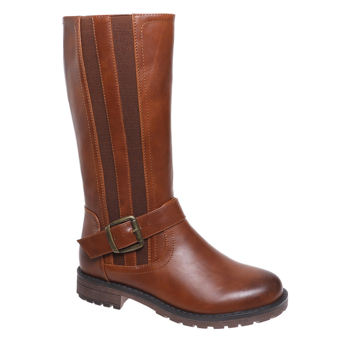 "Hadley" Vegan Leather Kids Riding Boot with Side Zipper (Whiskey)