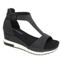 "Lyra" Sandal with Back Zip and Side Buckle (Black)