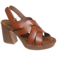"Morgen" Woven Design Block Heel Sandal (New Tan)