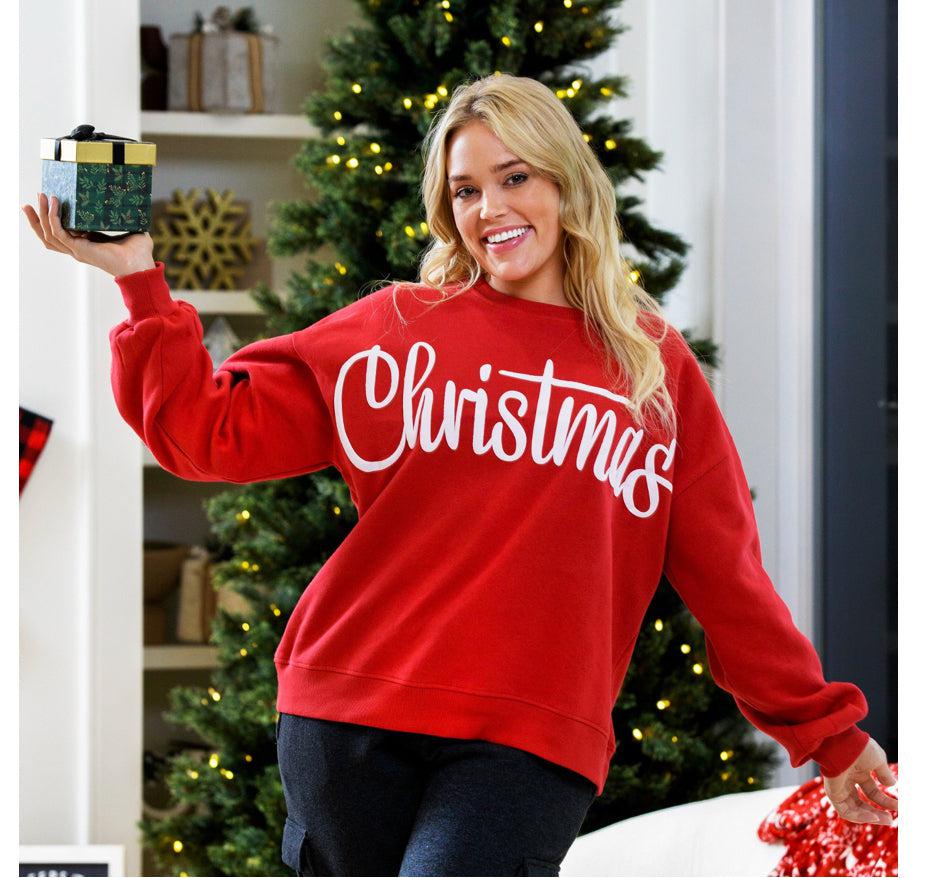 Puff print oversized christmas fleece-Lola Monroe Boutique