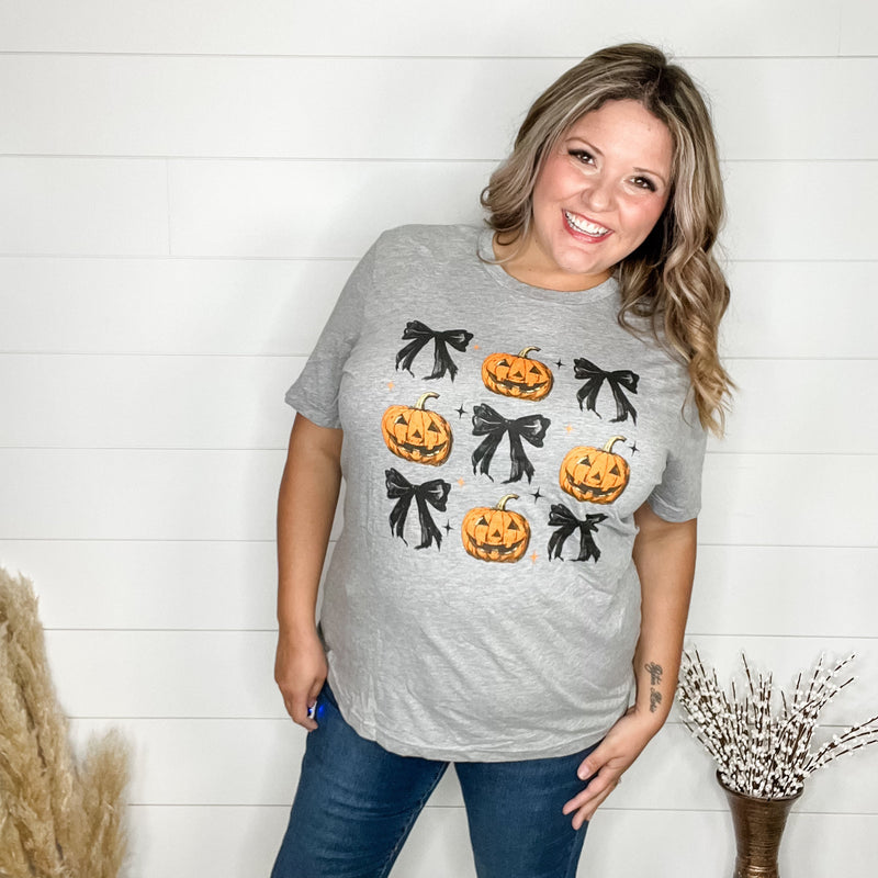 "Pumpkin & Bows" Graphic Tee-Lola Monroe Boutique