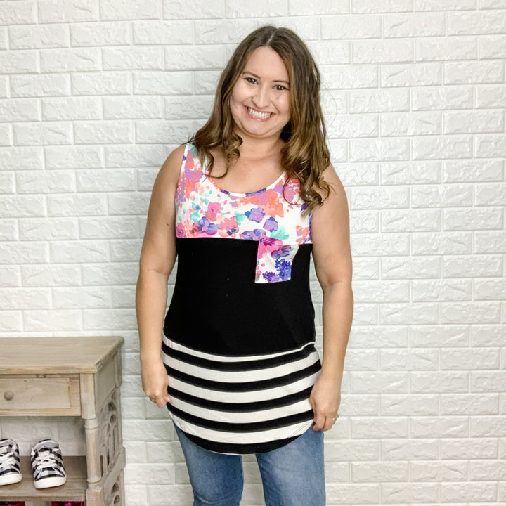 "Quinn" Colorblock Tank Top-Lola Monroe Boutique