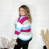 "Quote" Long Sleeve Striped Sweater