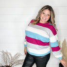 "Quote" Long Sleeve Striped Sweater-Lola Monroe Boutique