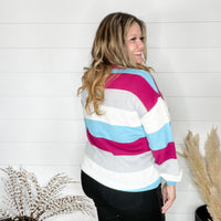 "Quote" Long Sleeve Striped Sweater