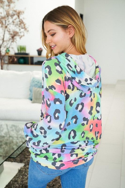 "Radical Rainbow" Animal Print Hoodie-Lola Monroe Boutique