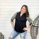 "Rae" 3/4 Sleeve Gabby Style (Camo Accents)-Lola Monroe Boutique