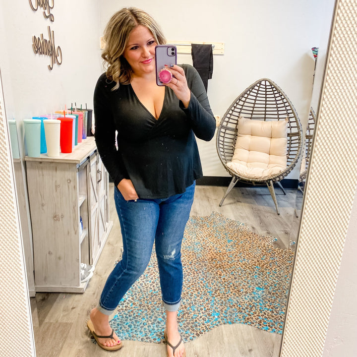 "Raven" Long Sleeve Babydoll Top