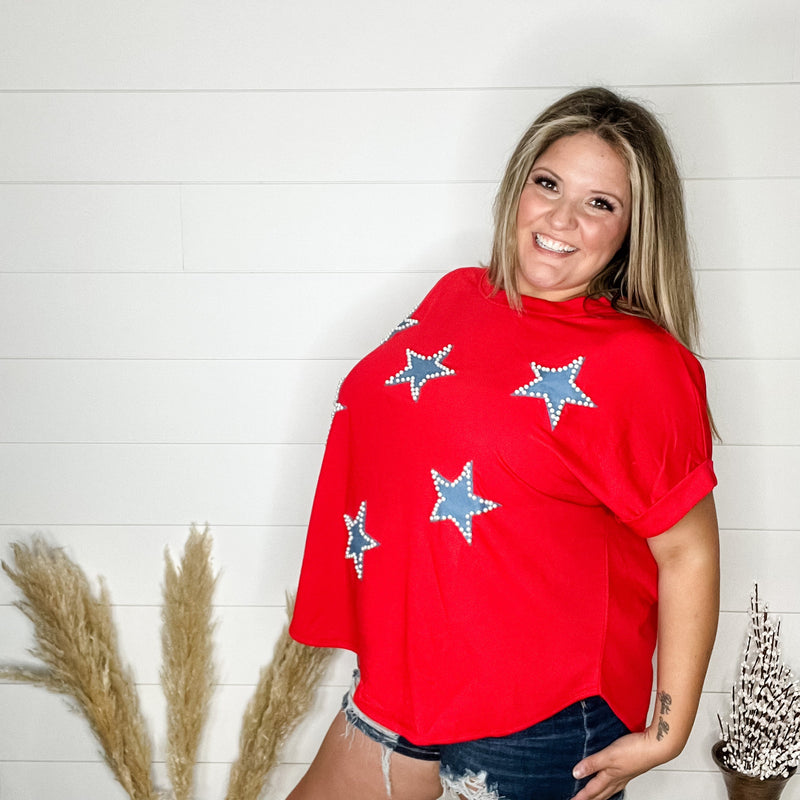 "Reach For The" Stars and Pearl Embellished Short Sleeve-Lola Monroe Boutique