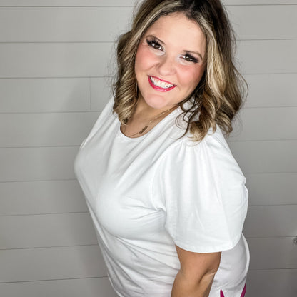 "Rearview" Short Sleeve with Side Slits (Off White)
