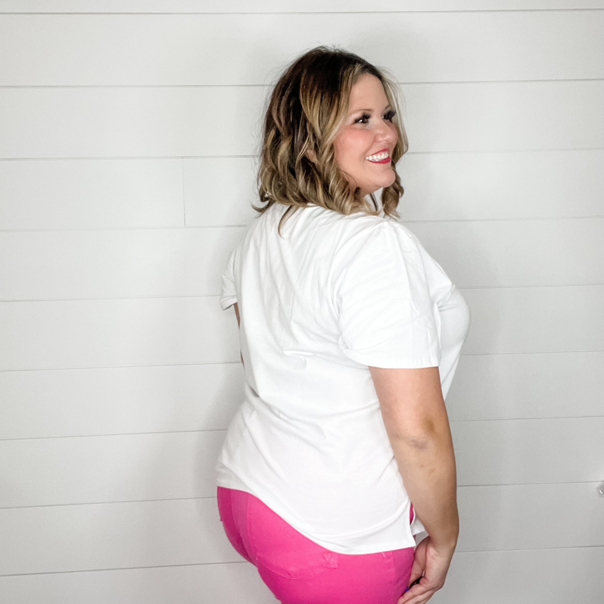 "Rearview" Short Sleeve with Side Slits (Off White)