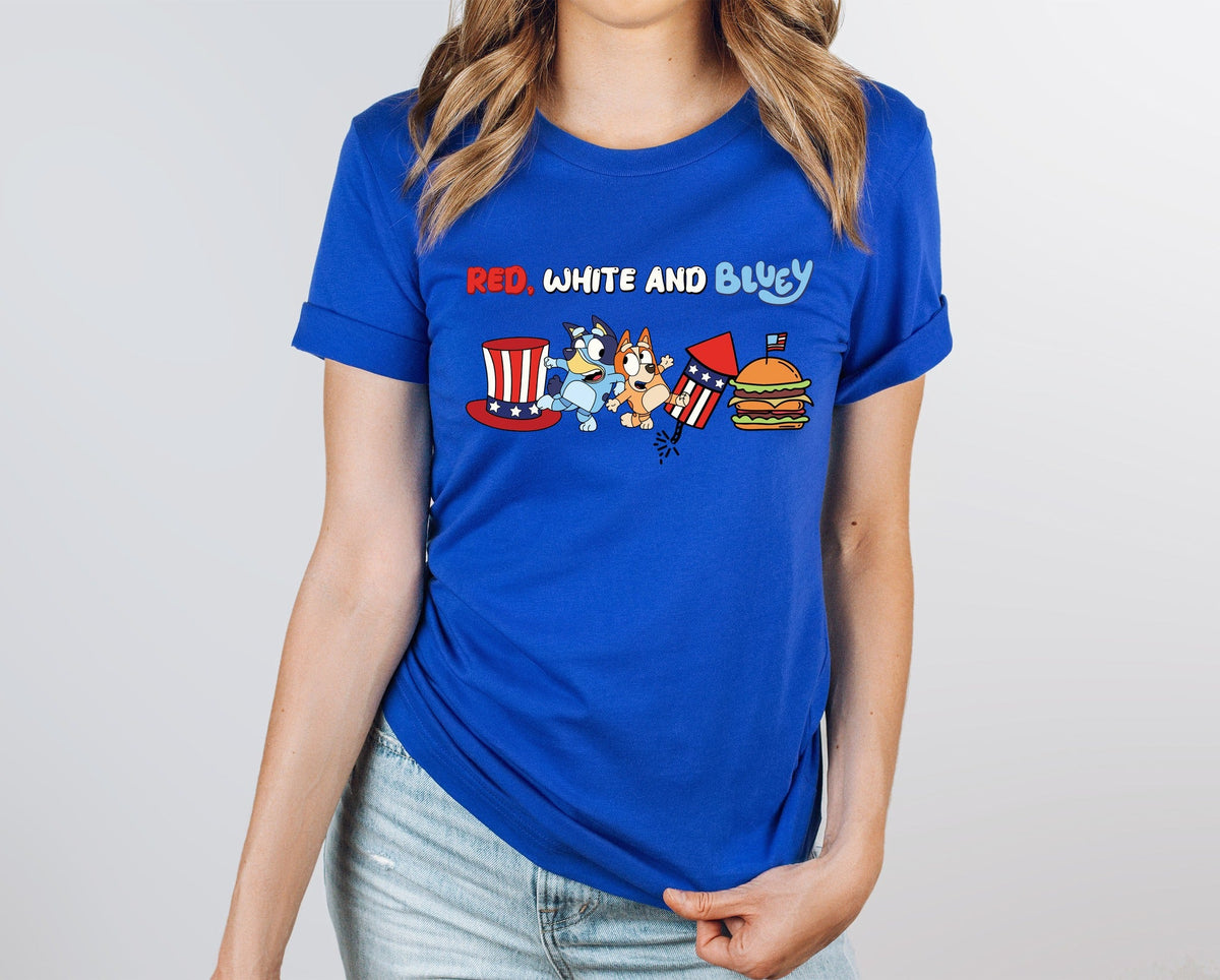 Red, White and Blue Dog Graphic Tee-Lola Monroe Boutique