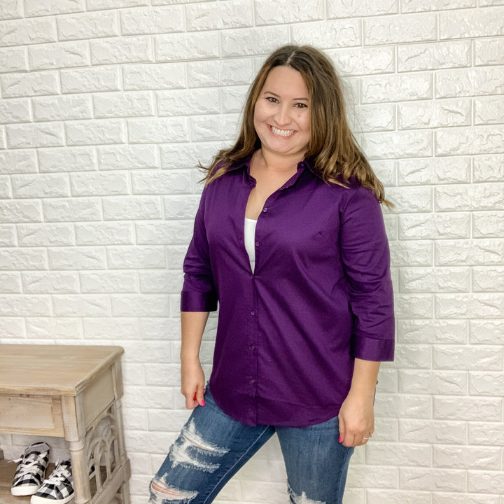"Regina" 3/4 Sleeve Button Up Shirt