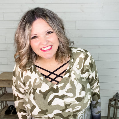 "Regulation" Long Sleeve V-Neck Ombre Camo