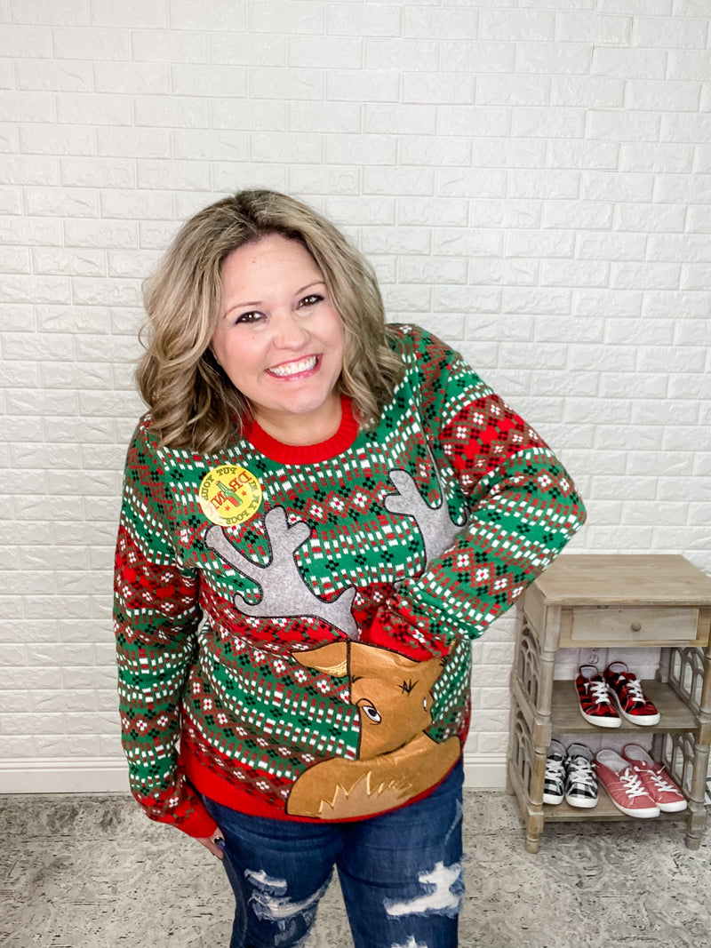Reindeer Ugly Christmas Sweaters-Lola Monroe Boutique