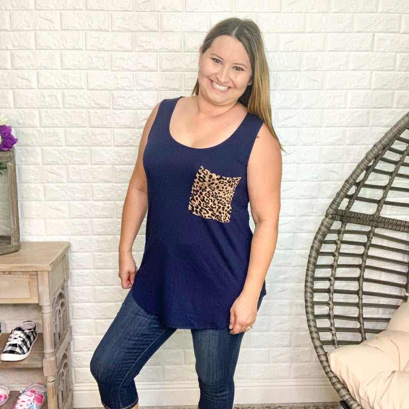 Relaxed Fit Tank with Animal Pocket (Multiple Colors)-Lola Monroe Boutique