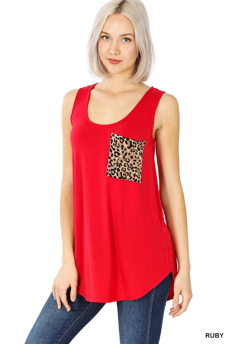 Relaxed Fit Tank with Animal Pocket (Multiple Colors)